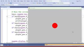 الدرس الأول في تعلم كيفية عمل games باستخدام pygame ولغة البرمجة python تحريك دائرة باستخدام الاسهم [upl. by Wolcott643]