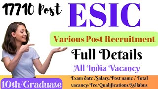 ESIC Recruitment 2024 Eligibility Criteria Application jobcareervortex [upl. by Raycher]