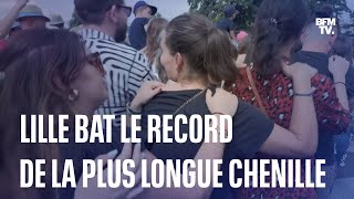 Lille le record du monde de la plus longue chenille battu en pleine braderie [upl. by Emina876]