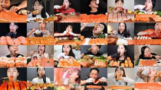 🐟🍣 No Talking Mukbang Korean eating Salmon ASMR BIG BITE Compilation ‼️ Part 1 [upl. by Tiduj]