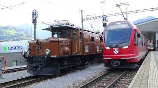 RhB Historic Glacier Pullman Express mit Krokodil Ge 66 I Nr 415 plus Plandienst 2023092024 [upl. by Ihcehcu]