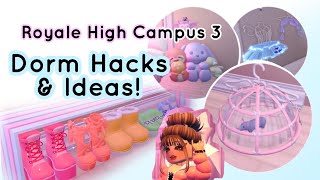 Dorm inspiration  hacks amp ideas  ROYALE HIGH CAMPUS THREE [upl. by Ponton185]