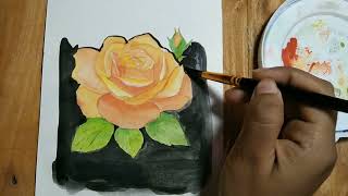 Beginner guide How to draw a rose watercolor painting rose art drawingtechniques painting [upl. by Waller]