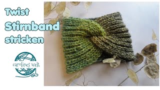 Twist Stirnband stricken für Anfänger mit tiefergestochenen Maschen Vollpatent [upl. by Nnyleahs]