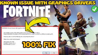 fix fortnite warning known issues with graphics driver on pc [upl. by Herb]