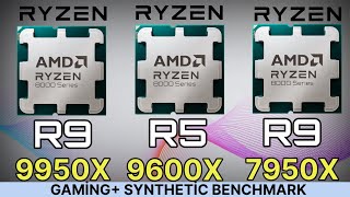 R9 9950X VS R9 7950X VS R5 9600X VS İ5 14600K VS i5 13600K Zen5 Ryzen 9000 series benchmark [upl. by Esme750]