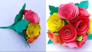 Kagoj diye ful banano  kagojer ful  paper flower  paper crafts  paper flower crafts rose flower [upl. by Daahsar]