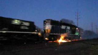 Norfolk Southern Locomotive ON FIRE [upl. by Elinet600]