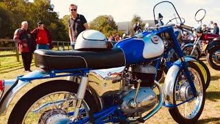 PATHFINDER CAFE Motorcycles JAMES Triumph BSA Honda ARIEL Norton Classic Bikes at BLACKBUSHE Airport [upl. by Elset935]