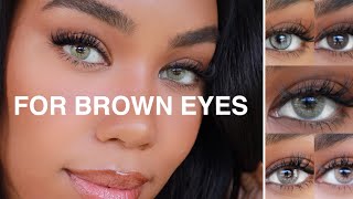 TOP 5 MOST BEAUTIFUL CONTACTS FOR BROWN EYES  Solotica Review TryOn Discount Code [upl. by Aloiv510]