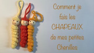 Comment je fais les CHAPEAUX de mes petites chenilles 🐛🐛🐛 chenille tuto crochet [upl. by Edobalo]