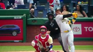 Oakland Athletics Brent Rooker hits 450 ft home run to center field vs Philadelphia Phillies [upl. by Eirolam]