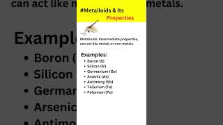 Metalloids and its properties Inorganic chemistry metals  nonmetals suchitra [upl. by Ferd968]