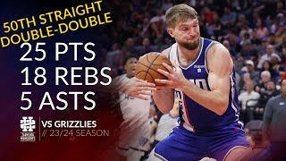 Domantas Sabonis 25 pts 18 rebs 5 asts vs Grizzlies 2324 season [upl. by Rekoob]