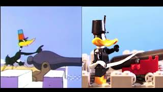 LEGO LOONEY TUNES Speedy Gonzales vs Daffy Duck episode side by side comparison [upl. by Rebmat]