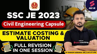 SSC JE Civil Engineering 2023  Complete Estimate Costing  Civil Engineering Capsule  Shubham Sir [upl. by Huba]