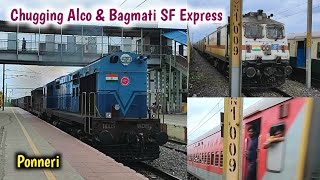 Chugging Alco amp Bagmati SF Express crossing Ponneri station [upl. by Iras]