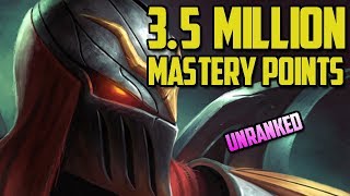 Unranked 3500000 MASTERY POINTS ZED Spectate Highest Mastery Points on Zed [upl. by Annirok491]