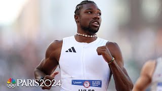 Noah Lyles POWERS to mens 100m heat win at Olympic Trials as top qualifier into semis  NBC Sports [upl. by Gardas]