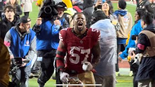 DRE GREENLAW 49ERS LEAVE FIELD AFTER BEATING PACKERS HYPED AFTER PUNCHING TICKET TO NFC TITLE GAME [upl. by Ahsiat]