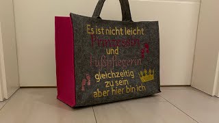 Filztasche nähen 👜 und beplottenkleiner Tedi Haul  Tasche nähen [upl. by Gare]