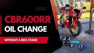 Cbr600rr 2022 oil change without stand [upl. by Monda]