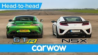 Honda Acura NSX vs MercedesAMG GT R – DRAG RACE ROLLING RACE amp BRAKE TEST  HeadtoHead [upl. by Ahsikram]