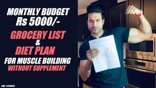 Monthy Budget of Rs 5000 Grocery List with Diet Plan by Guru Mann [upl. by Esadnac]