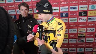 Wout van Aert durft geen grote conclusies trekken na overwinning in Essen [upl. by Vinni]