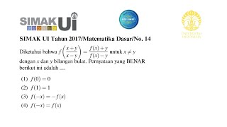 SIMAK UI Tahun 2017Matematika DasarNo 14 Fungsi [upl. by Ecineg640]