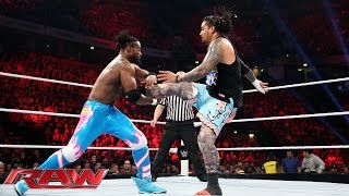 Neville amp The Usos vs The New Day Raw – 9 November 2015 [upl. by Enamart577]