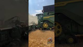 John Deere X9 1100 combine with 50 foot wide head in wheat deere farmequipment farmmachinery [upl. by Adia998]