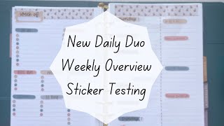 Erin Condren Daily Duo Weekly Overview Sticker Testing [upl. by Leibarg]