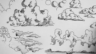 Pen and Ink Drawing Tutorials  How to draw clouds [upl. by Goddord]