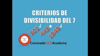 Criterios de divisibilidad del 7 [upl. by Ainyt]