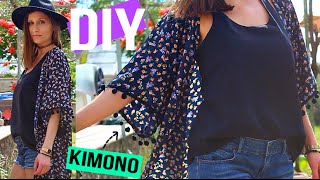 DIY MODE┋MEILLEURE METHODE POUR FAIRE UN KIMONO A POMPONS  FRANGE  DIY Francais [upl. by Nyleda]