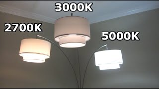 LED Light Bulb Color Comparison  2700K 3000K 5000K Side by Side Demo  Warm to Soft Bright White [upl. by Atiuqat]