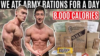 We lived off military rations for a day 8000 CALORIES 24 hour MRE food challenge [upl. by Duvall]