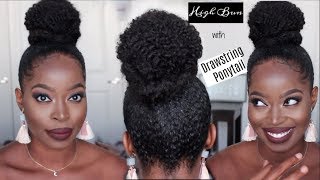 THIS DRAWSTRING PONYTAIL IS CRAZY AWESOME High Bun with a Drawstring Ponytail HERGIVENHAIR [upl. by Cheslie]