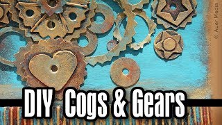 DIY Cogs and gears for cards scrapbook art journals mixed media projects etc [upl. by Onitsoga]