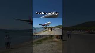 Skiathos airport landings 😈 aviation skiathoslandings skiathos landing wizzair lowlanding [upl. by Peirce320]