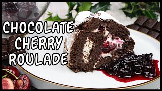 Beautiful Chocolate Cherry Roulade Recipe [upl. by Kinney938]