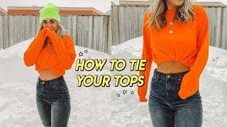 6 WAYS TO TUCK AND TIE YOUR TOPS ☆ oversized tee’s sweaters etc [upl. by Avivah]