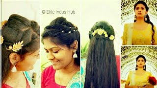 Keerthy Suresh Hairstyle in Remo  Easy Twisted BirthdayParty Half Updo Hairstyle [upl. by Nnazus]