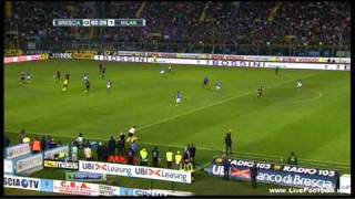 Brescia vs Milan 01 23042011 Robinho goal 01 [upl. by Rusell]