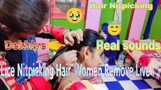 Lice Nitpicking Hair Women For Use Full Video Long Hair Remove Lice Nitpicking Women Hair [upl. by Ilahsiav]