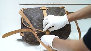 E4742 LOUIS VUITTON Monogram Canvas Saumur 35 Shoulder Bag REVIEW PREOWNED [upl. by Dnar]