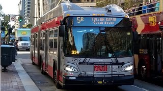 MUNI San Francisco Trolleybus Ride Route 5R Fulton Rapid [upl. by Tillford]