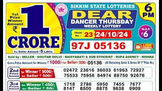 🔴LIVE Sikkim Lottery Result Today 6PM 24102024 Dear Dancer Thursday [upl. by Aerdnek]