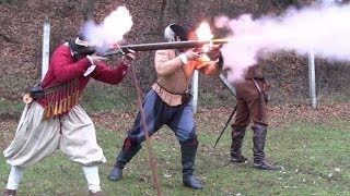 Matchlock and wheellock firing according to authentic French 17th century regulations [upl. by Harlie]